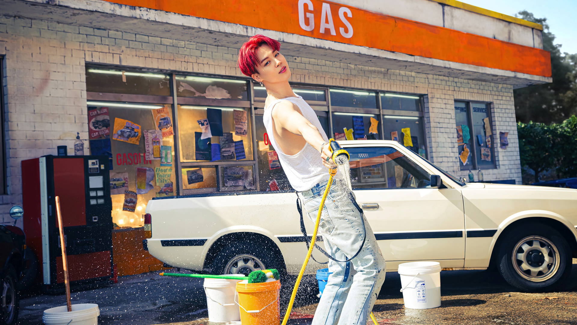 BTS Car Wash Boy Jimin Wallpaper