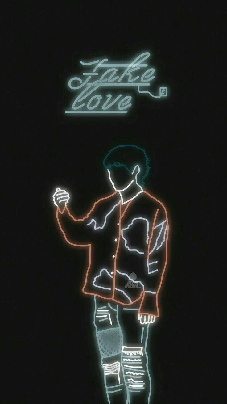 BTS Fake Love Neon Lys-Motiv: Et brag af neonfarvede lys. Wallpaper