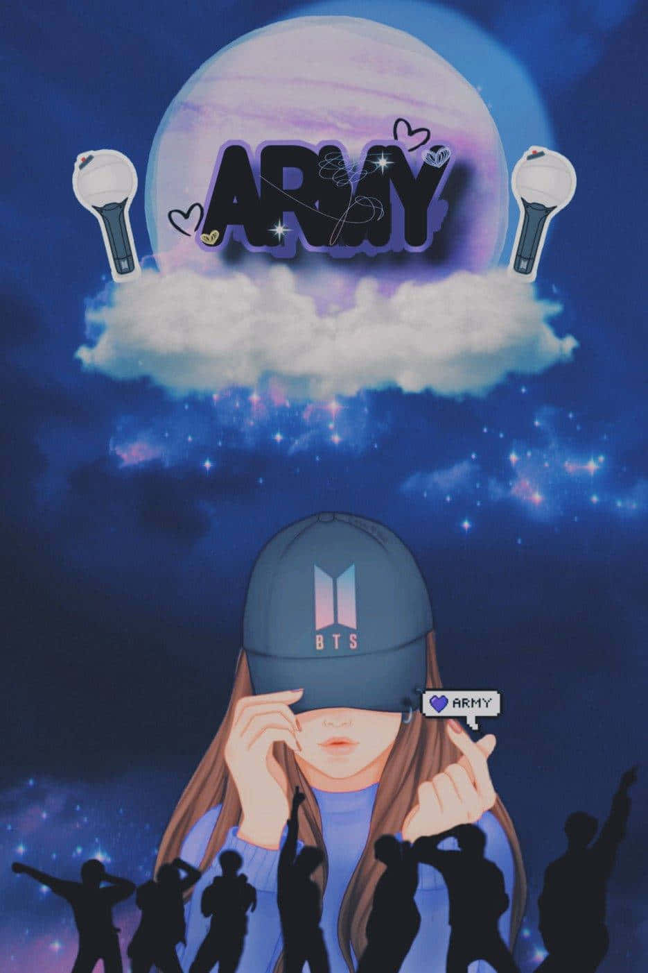 BTS Finger Hjerte Army Girl Foto Tapet Wallpaper
