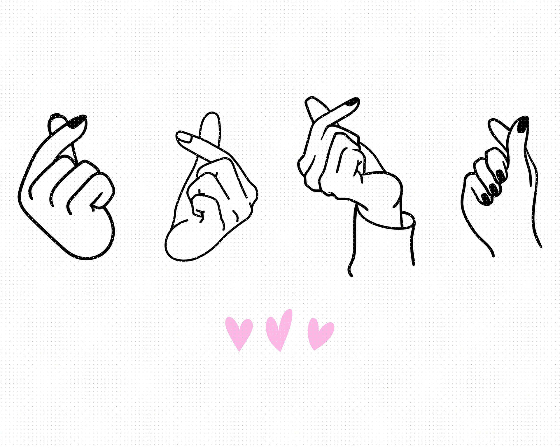 BTS Finger Heart Four Hand Gesture Wallpaper