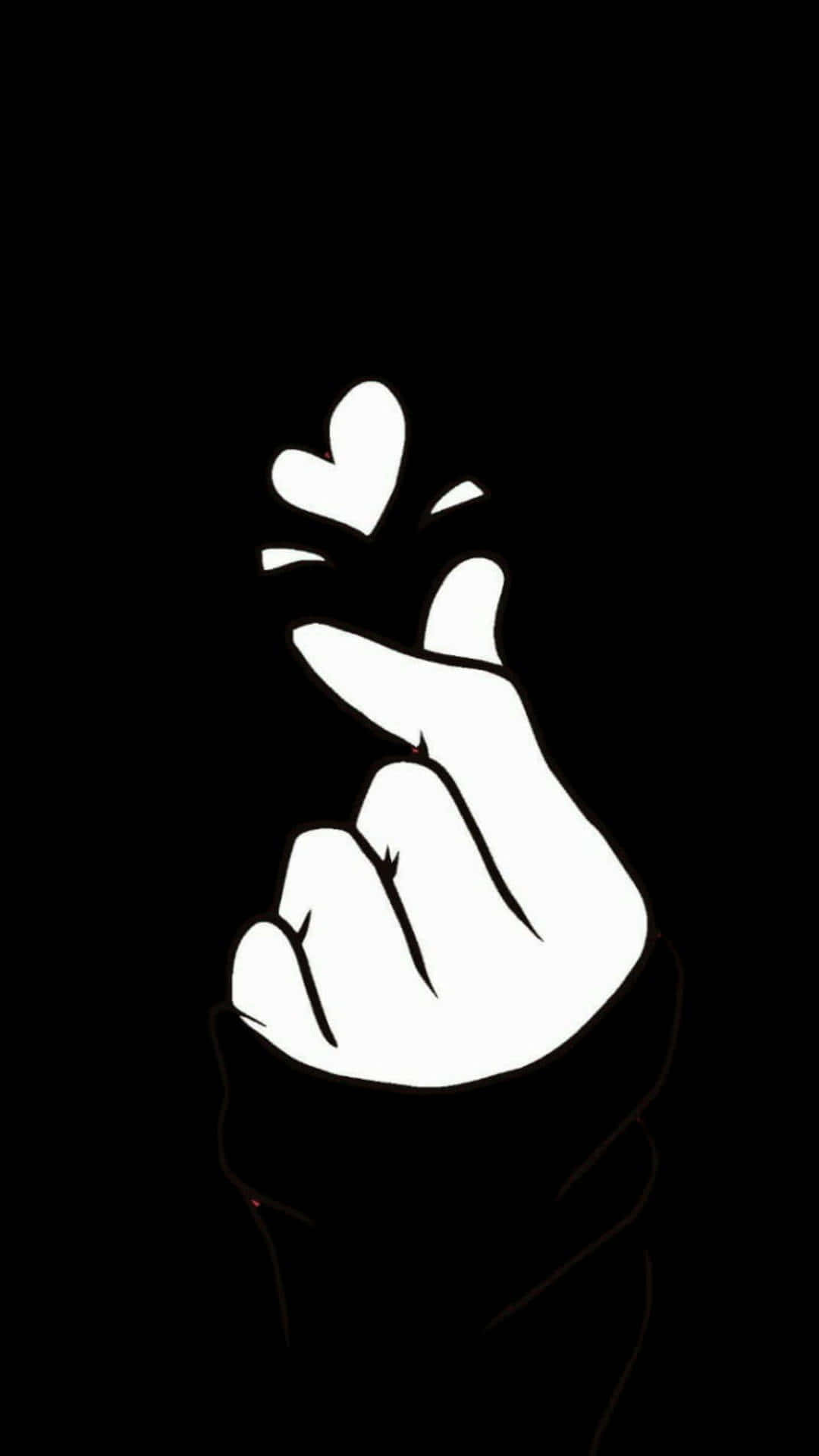 BTS Finger Heart Hand Black Wallpaper