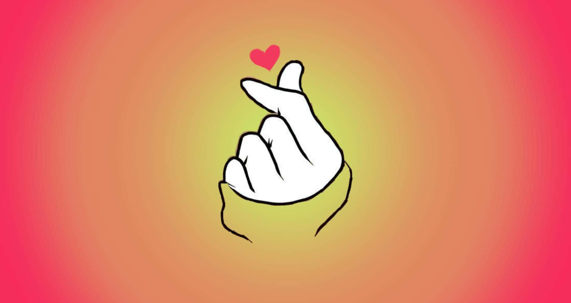 BTS Finger Heart Orange Aesthetic Wallpaper