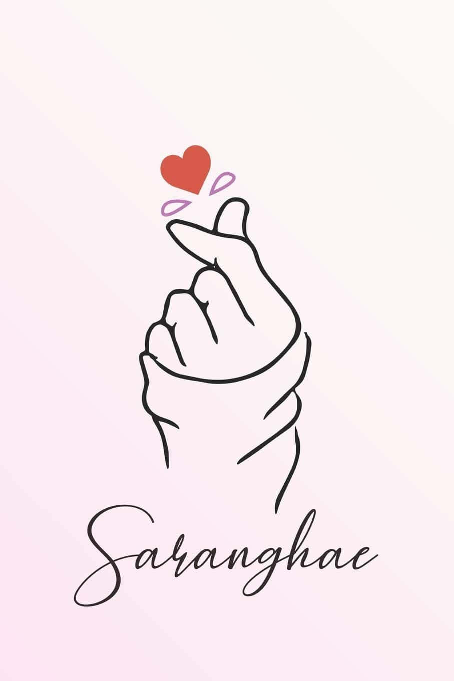 BTS Finger Heart Pink Kpop Saranghae Wallpaper