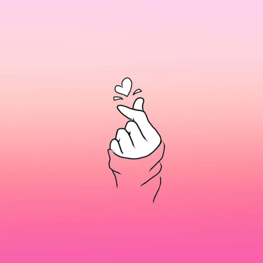 BTS Finger Heart Pink Wallpaper