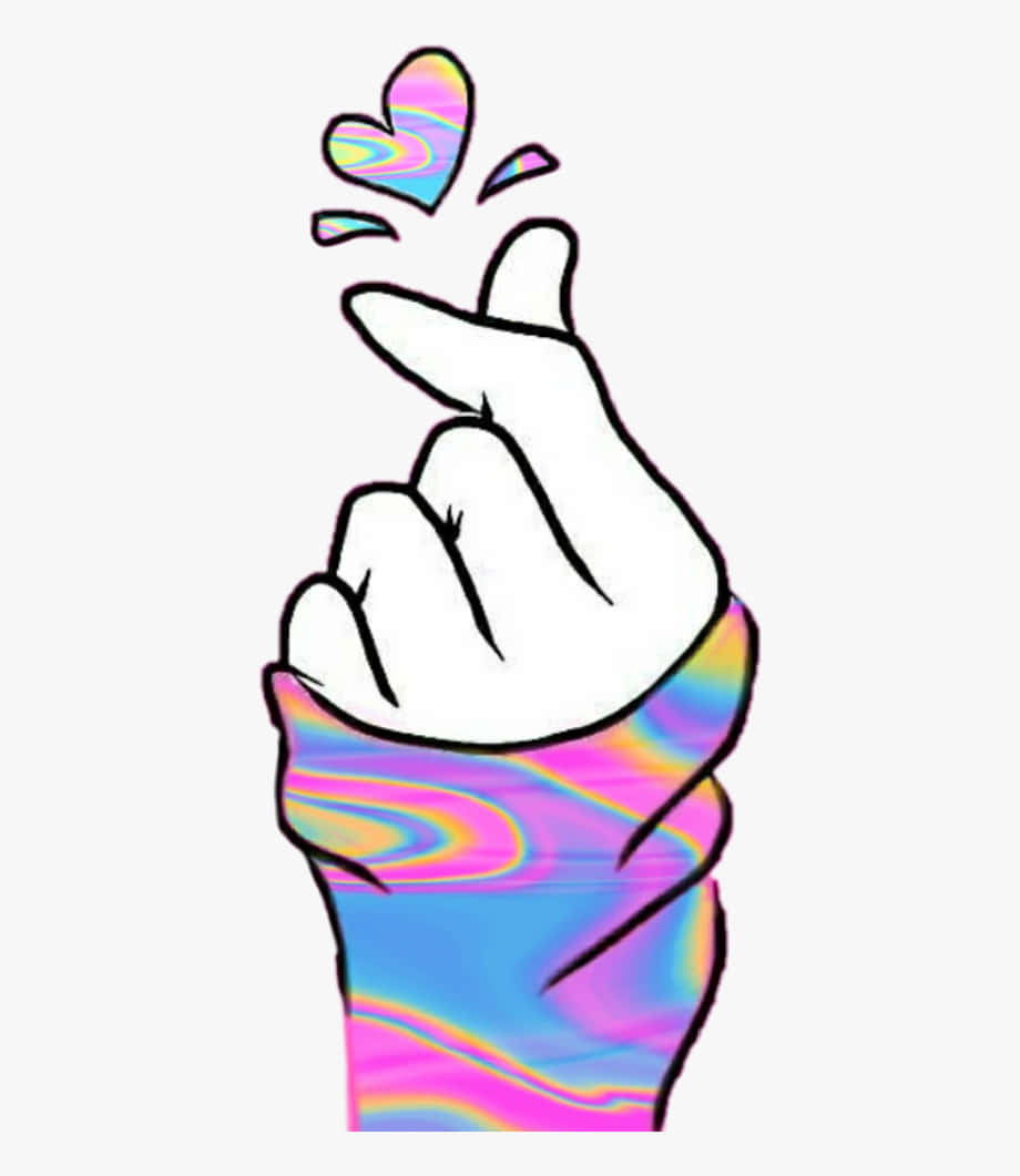 BTS Finger Hjerte Rainbow Skrivebords Baggrund Wallpaper