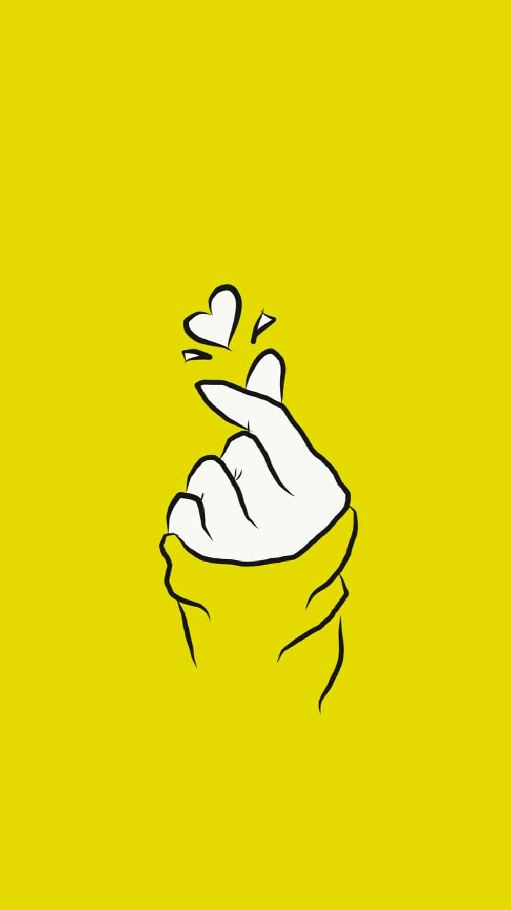 BTS Finger Heart Yellow Wallpaper