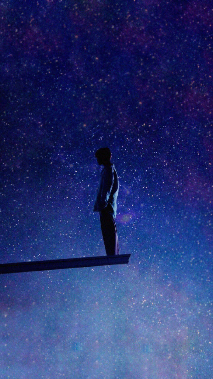 Bts Galaxy Man Standing Alone Background