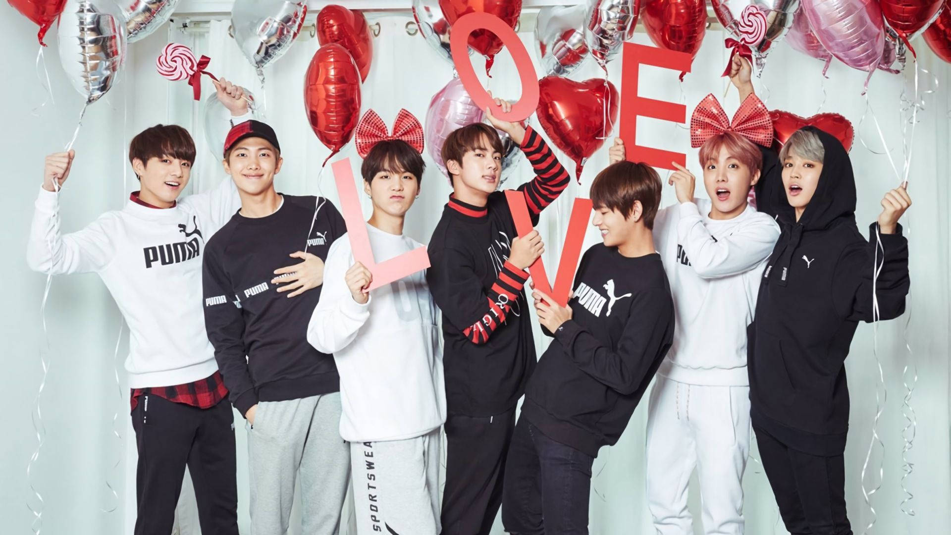 BTS Gruppe Æstetisk Valentines Foto Wallpaper