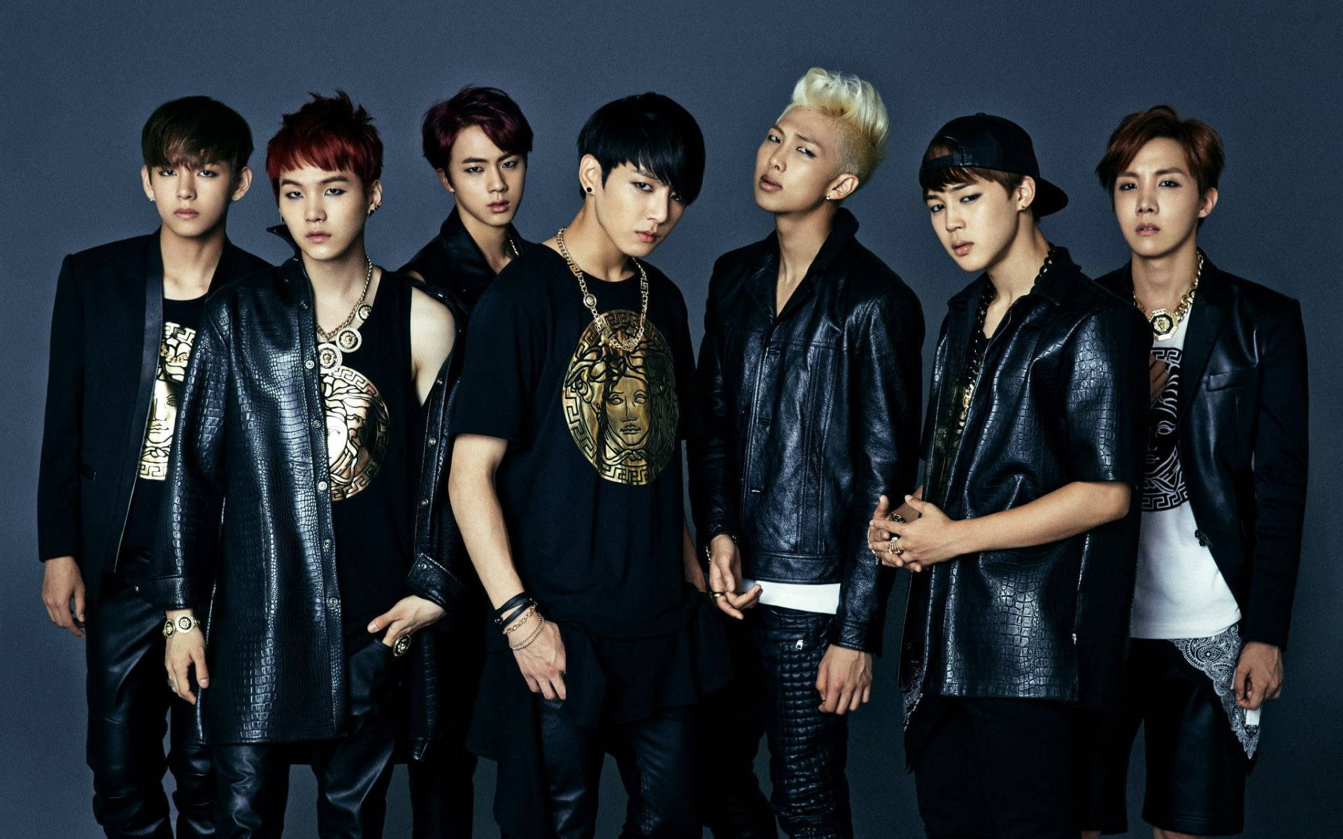 BTS Group Photo In Black Wallpaper