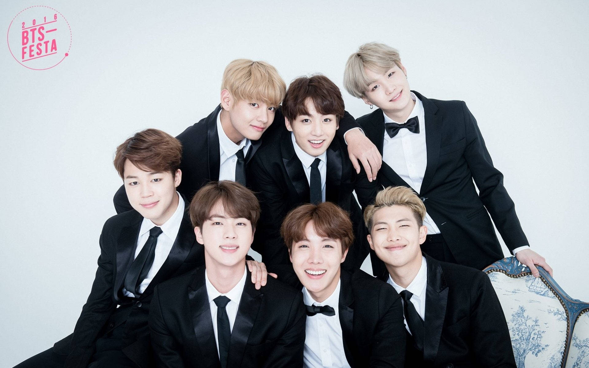 BTS Group Photo In Classy Suits Wallpaper