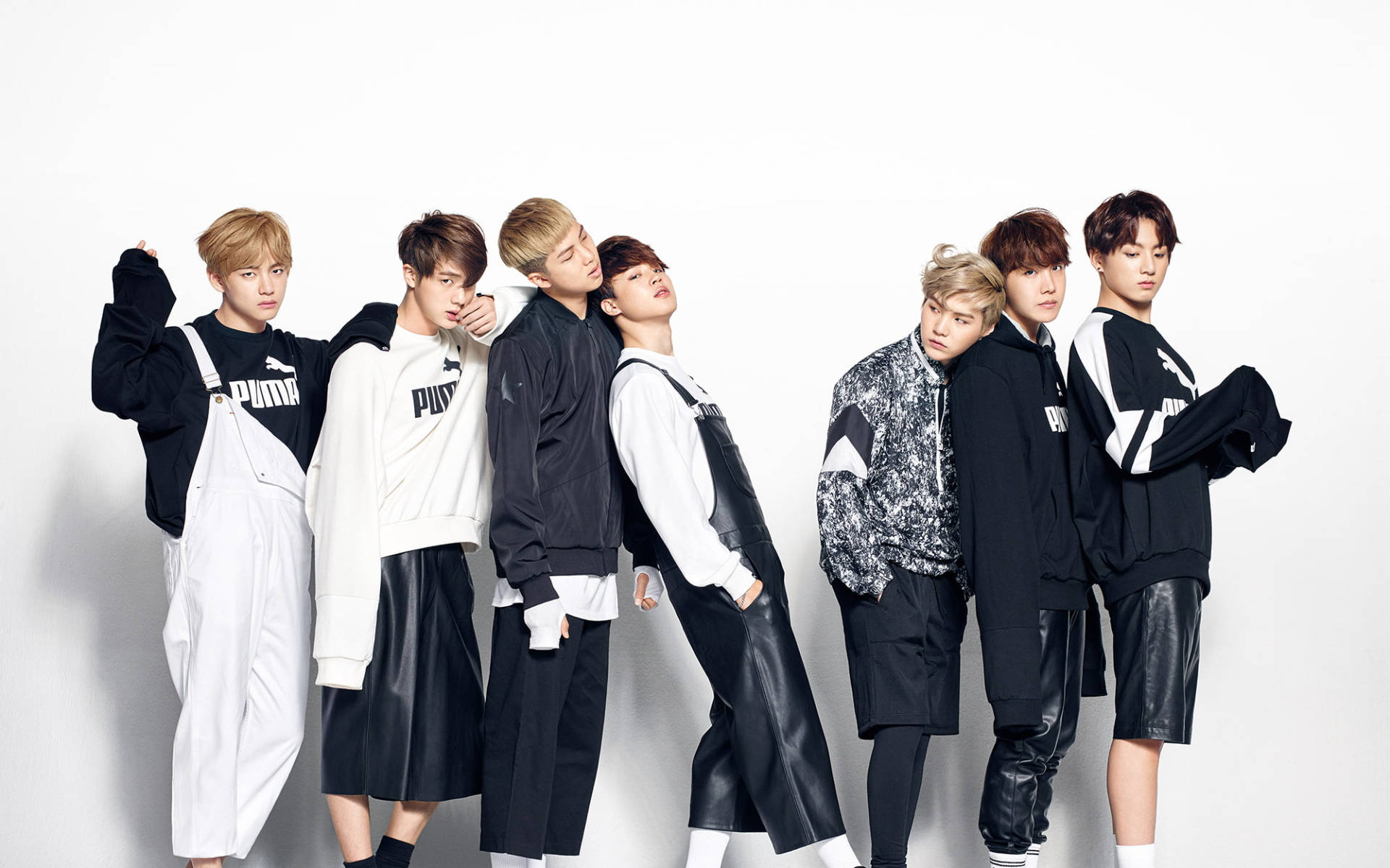 BTS Group Photo PUMA Outfit Wallpaper