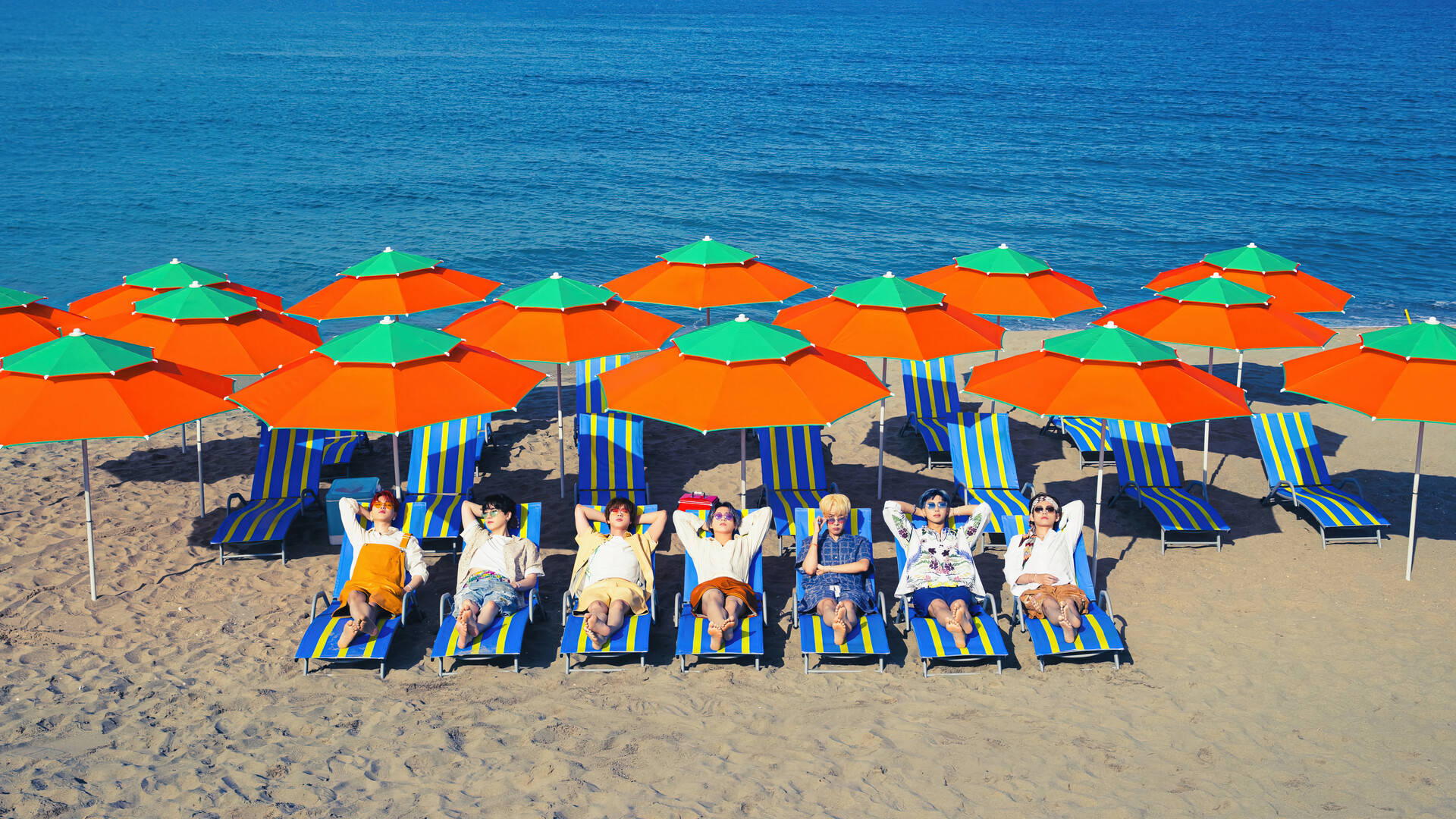 BTS Group Photo Sunbath Wallpaper