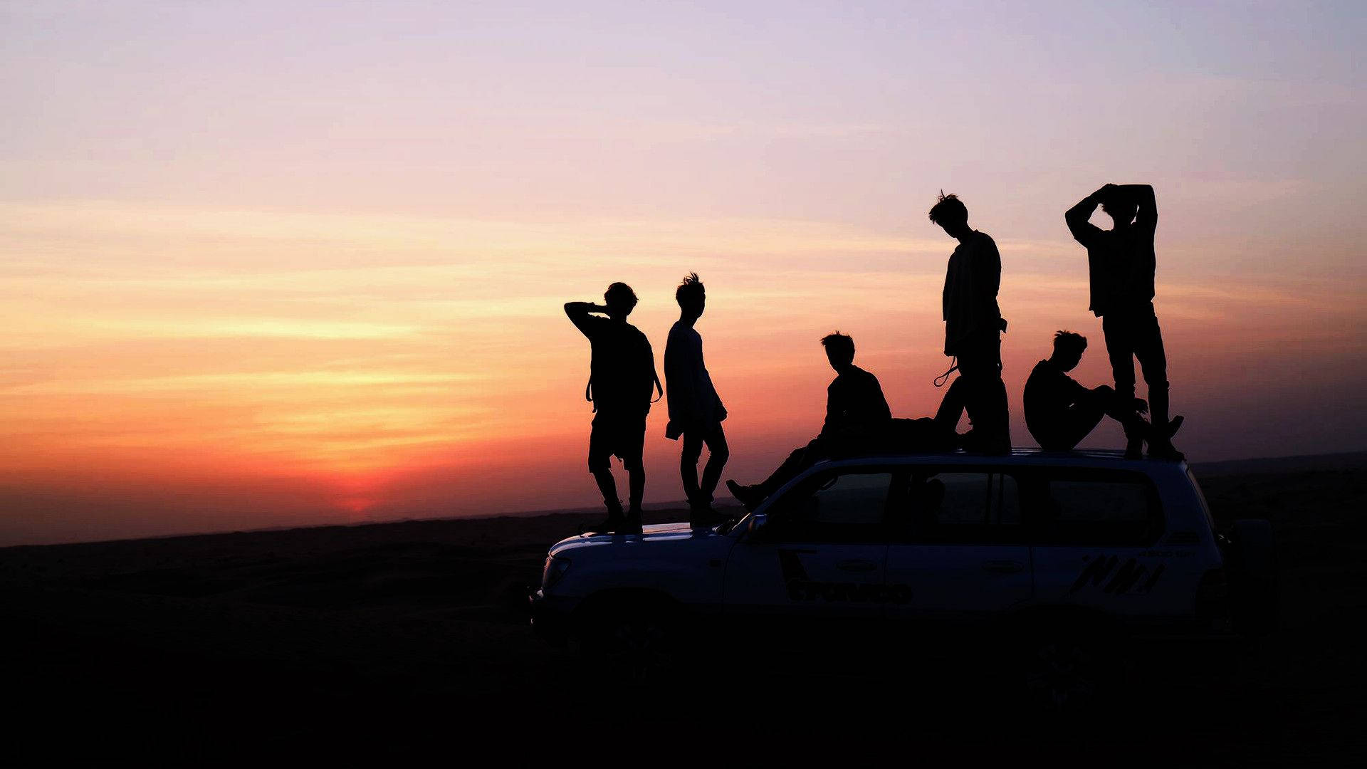BTS Group Photo Sunset Wallpaper