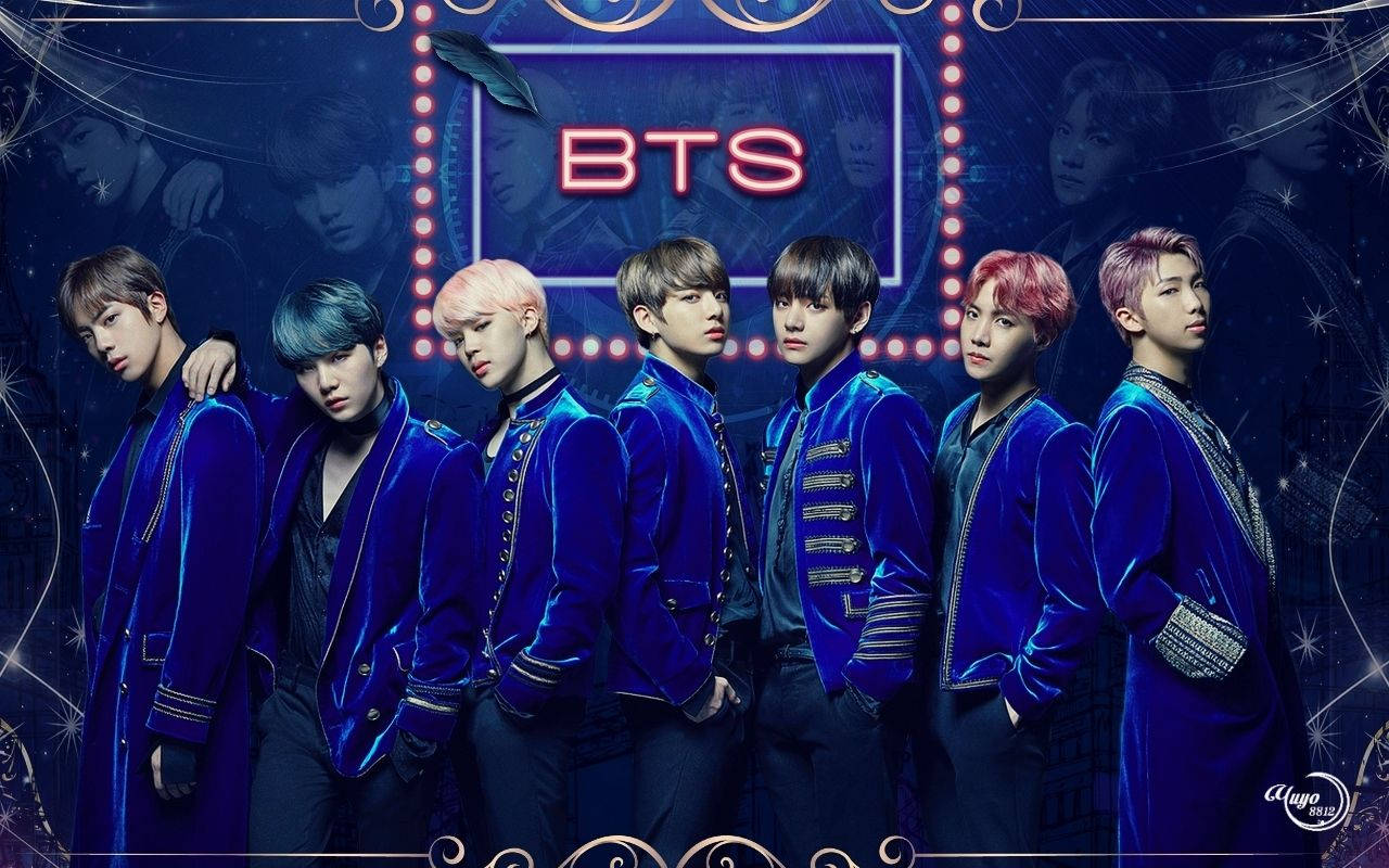 BTS looking cool in blue Wallpaper