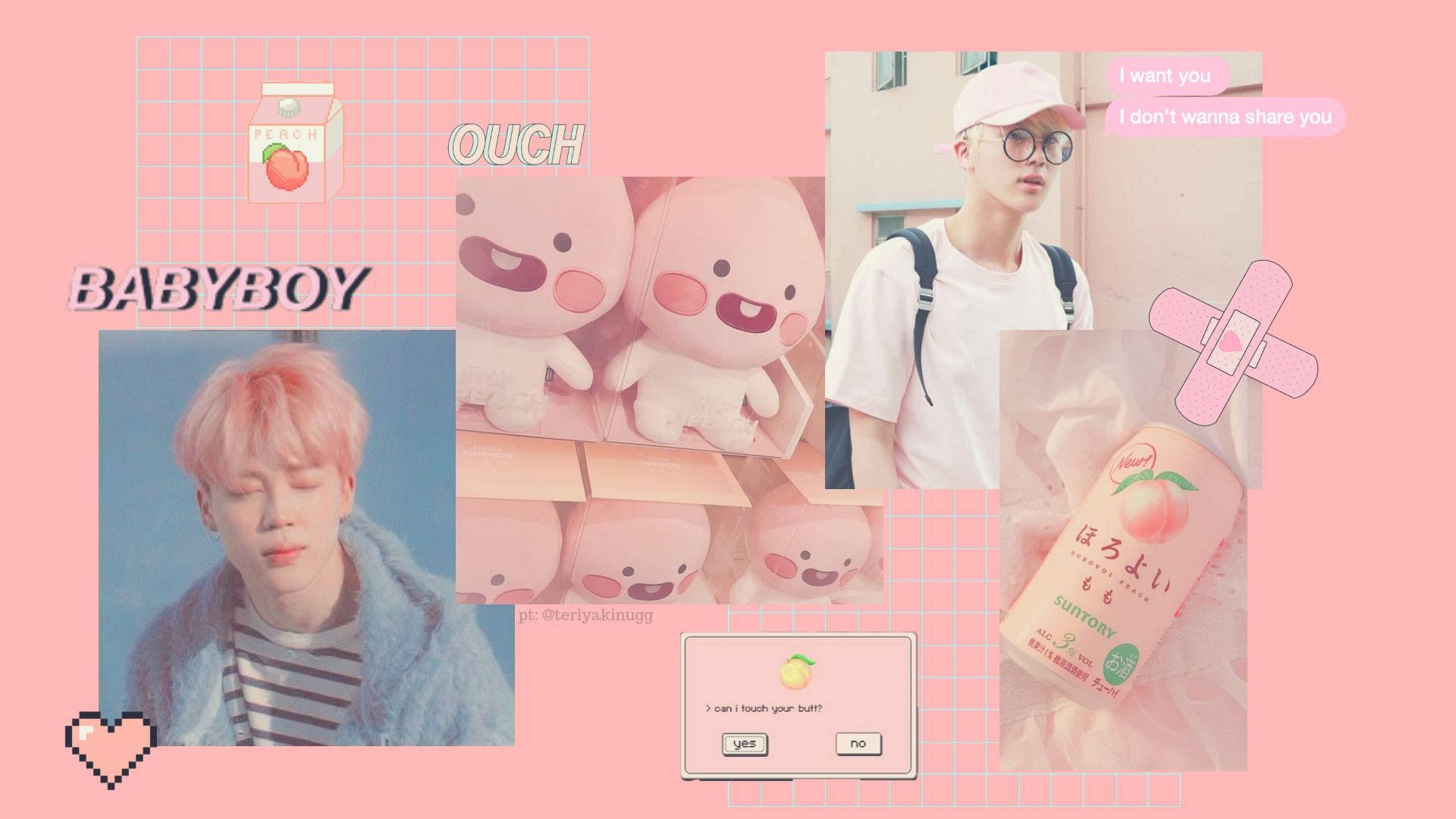 BTS Jimin And Jin Pastel Pink Wallpaper