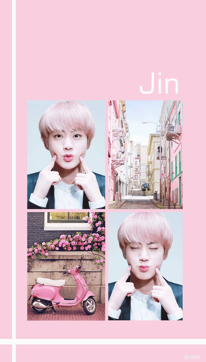 BTS Jin Aesthetic Four-Photo Collage Wallpaper