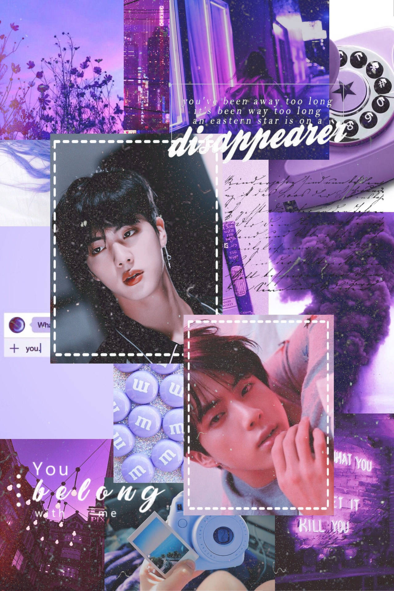 BTS Jin Aesthetic Purple Collage Wallpaper