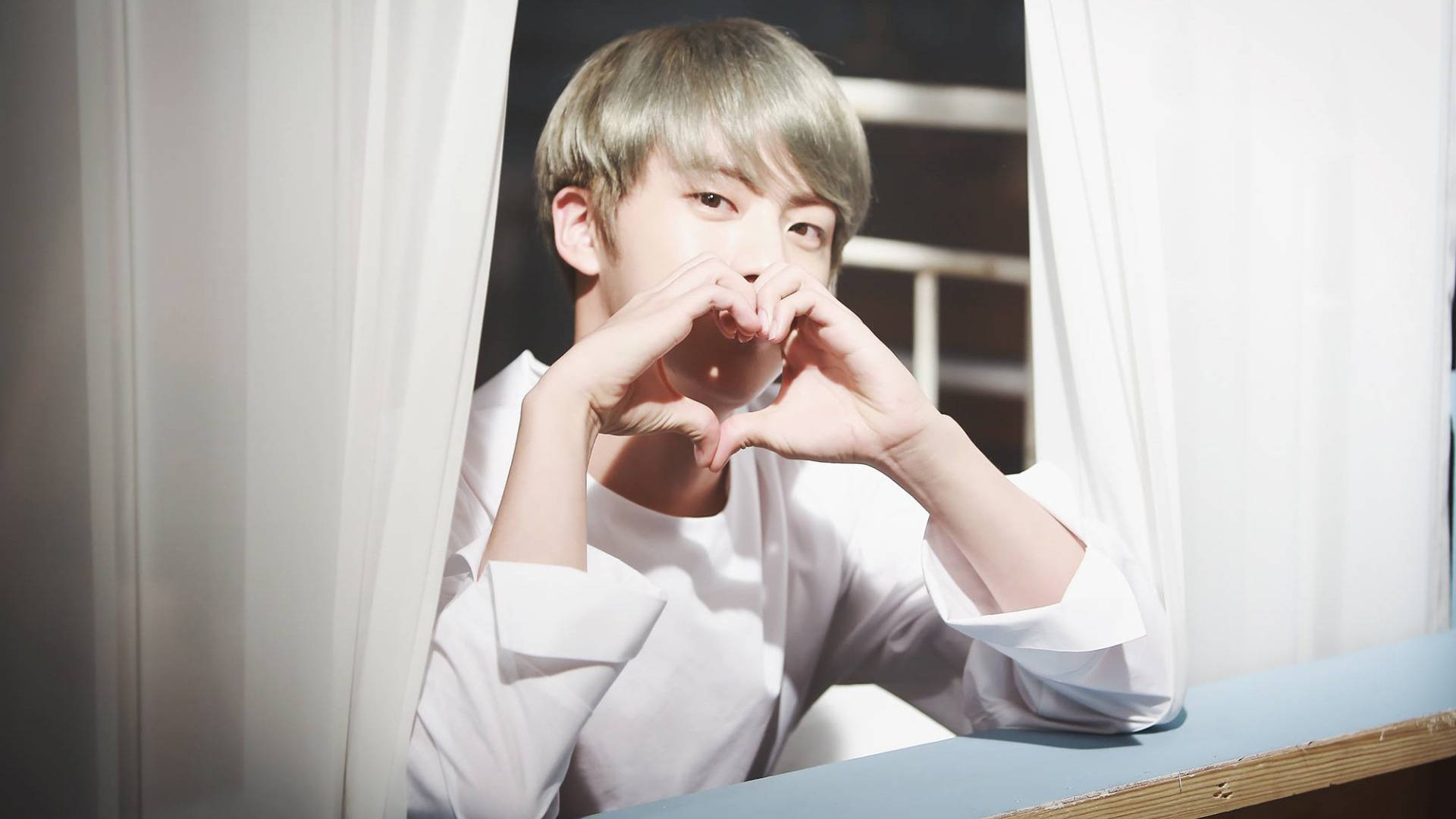BTS Jin Heart Hand Gesture Wallpaper