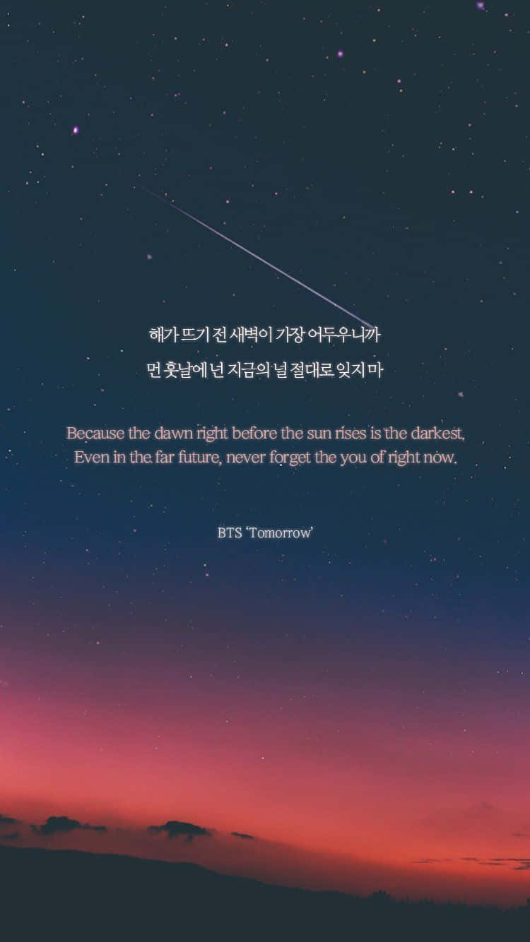 BTS - Inspiring Lyrics on Vibrant Background Wallpaper