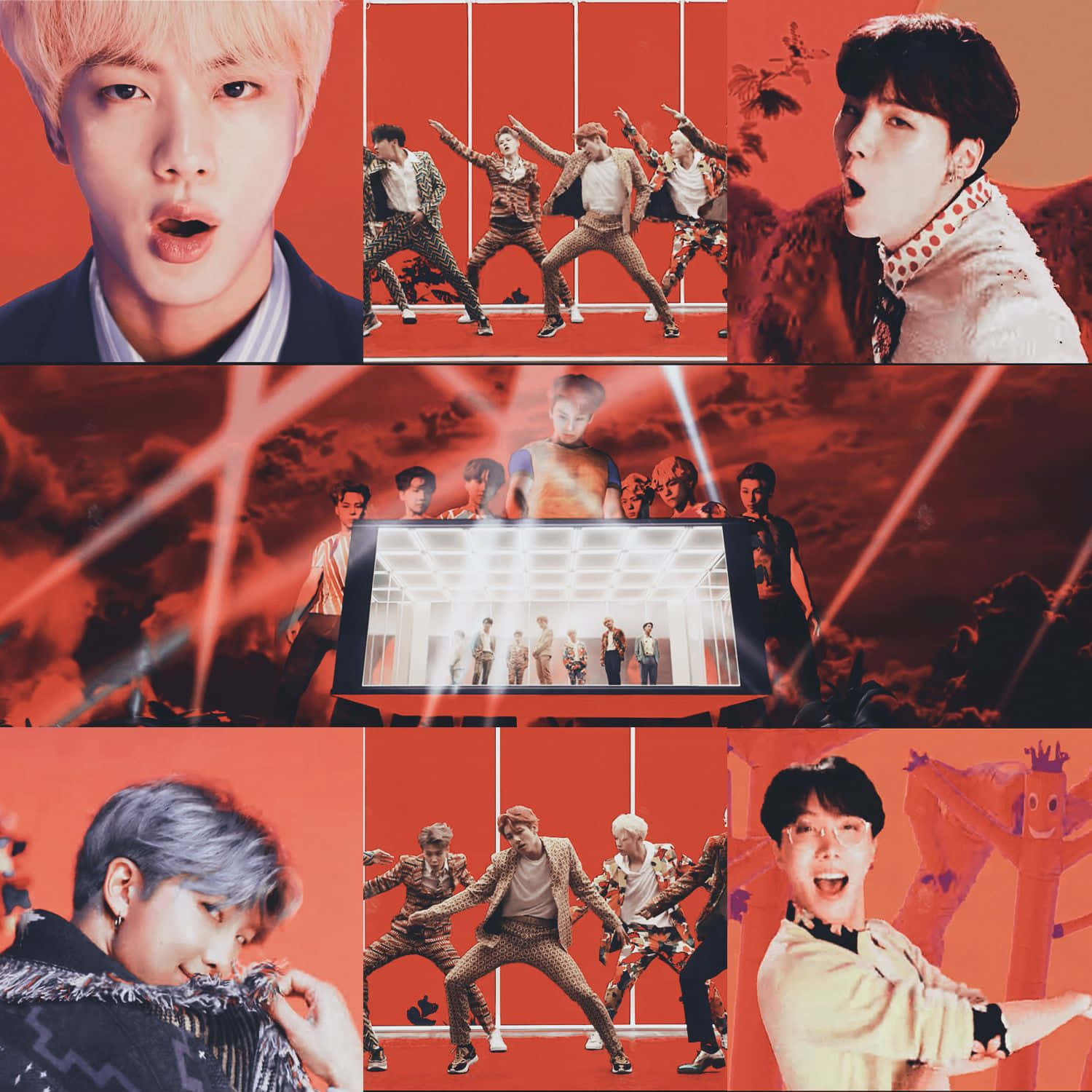 BTS performing in a visually stunning music video Wallpaper