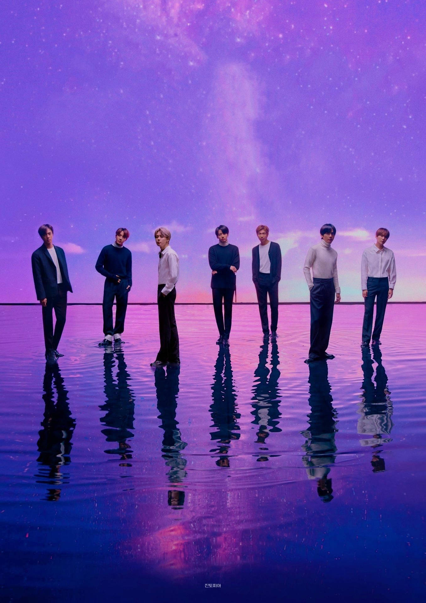 BTS OT7 On Pastel Purple Wallpaper