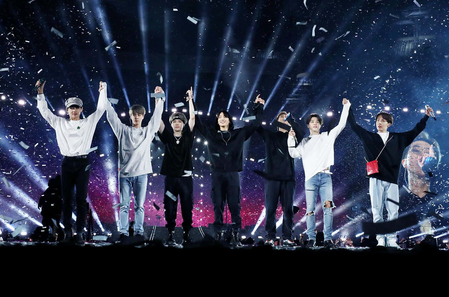 Captivating BTS Performance on Stage Wallpaper