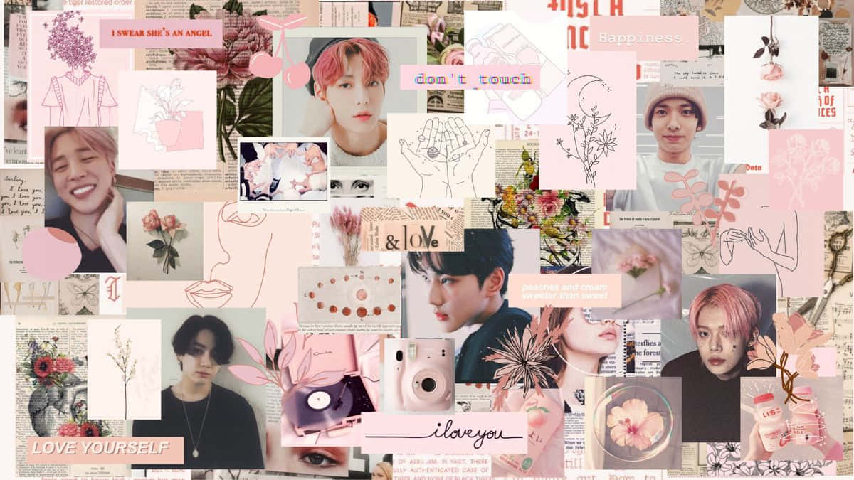 A beautiful BTS Pink Aesthetic Desktop background. Wallpaper
