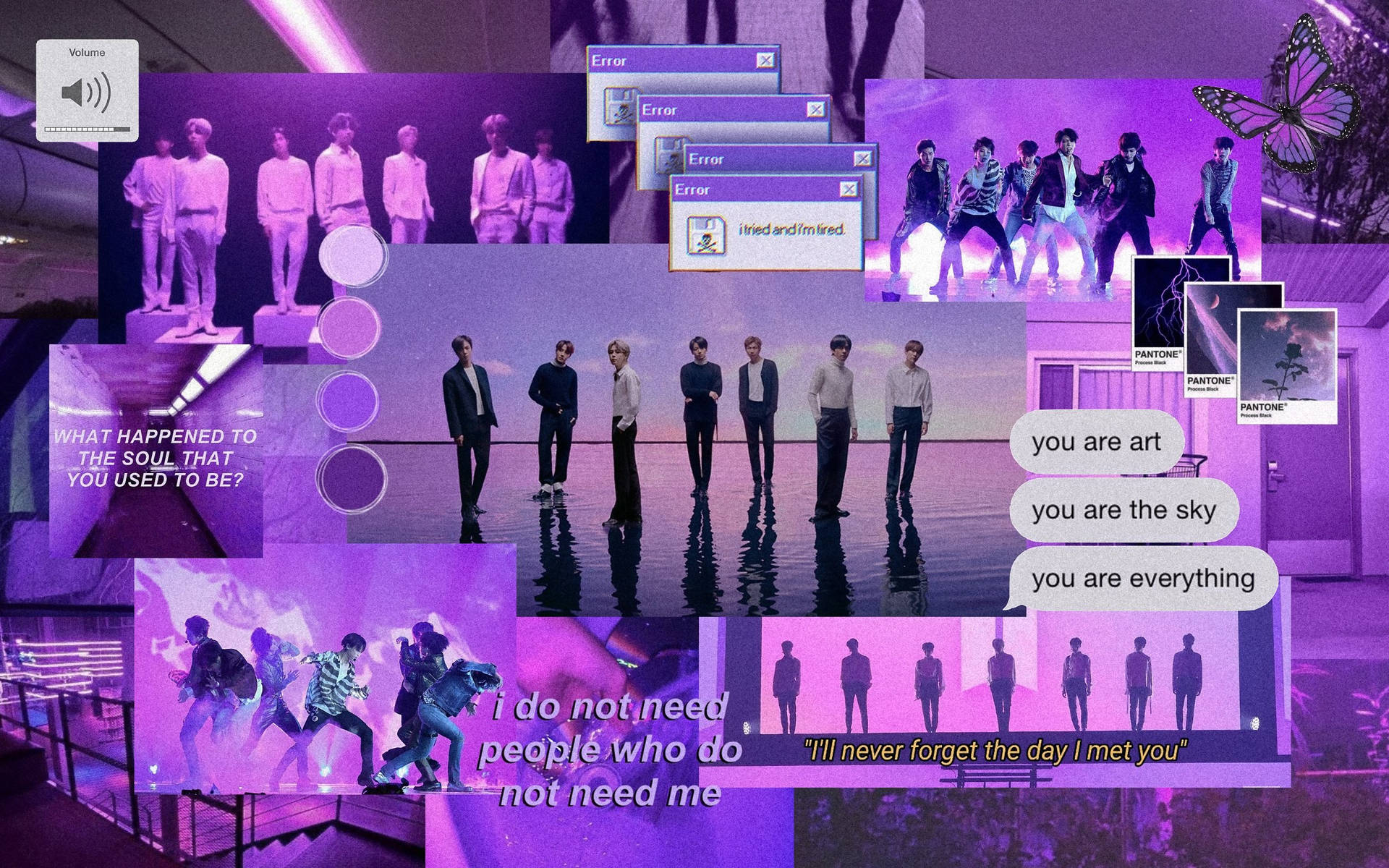 BTS Purple Aesthetic Collage Wallpaper