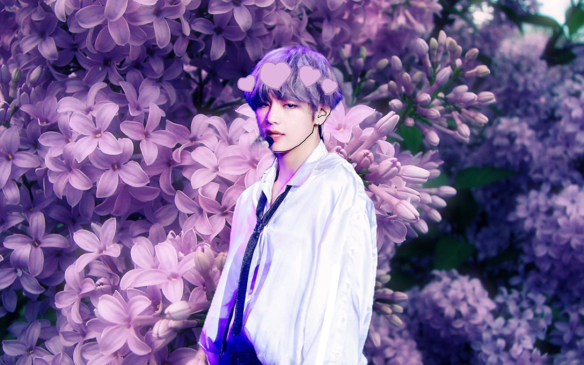 BTS Purple V Flower Aesthetic Wallpaper