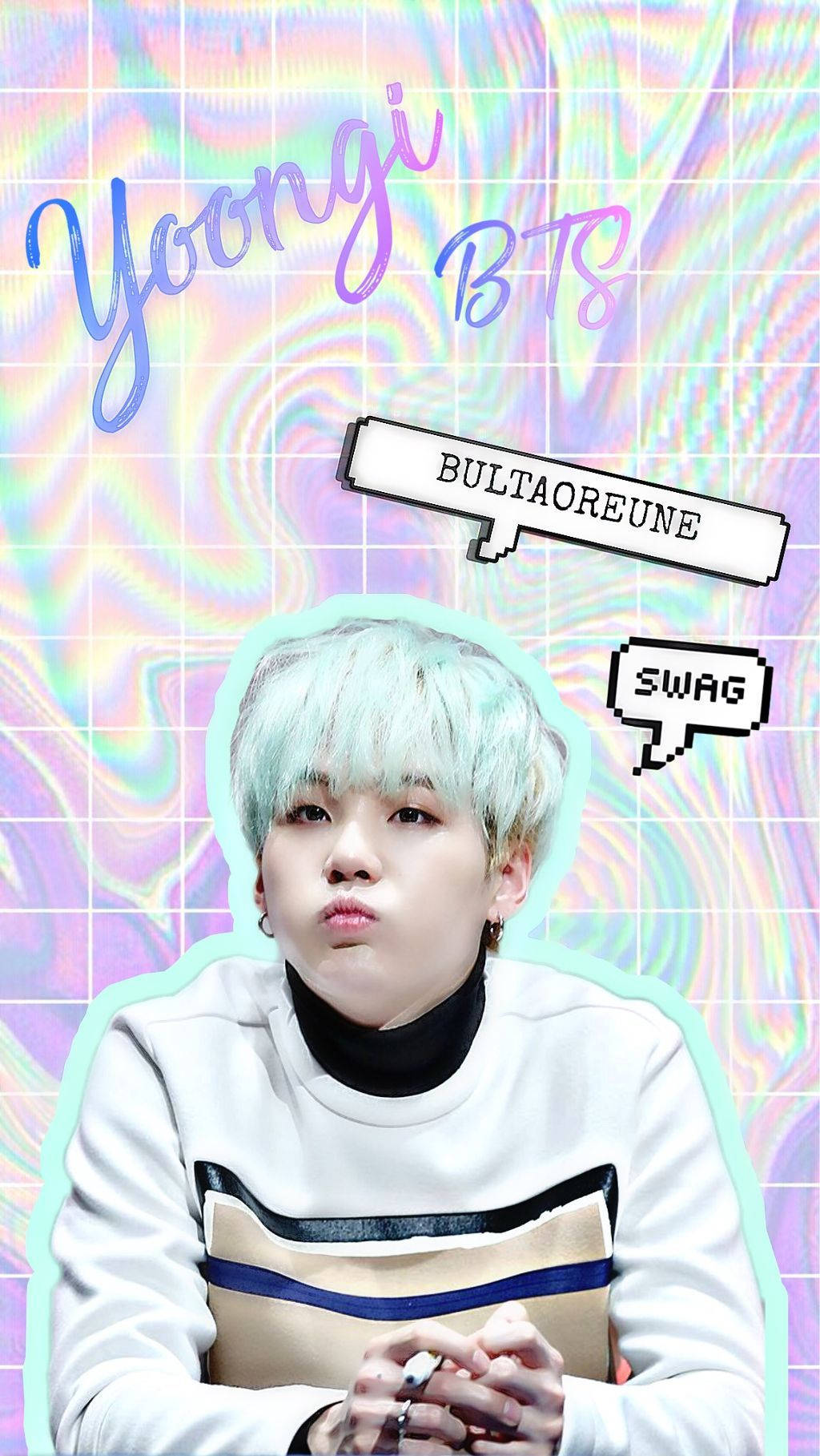 Bts Suga Cute Holographic Background