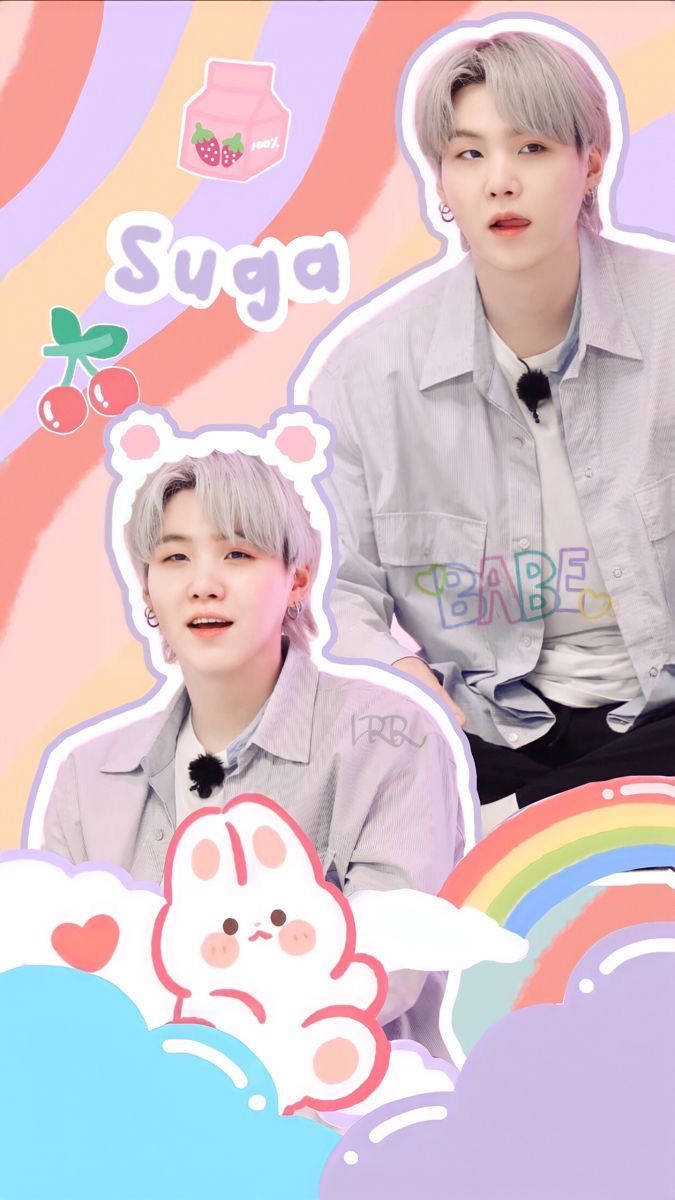 Bts Suga Cute Rainbow Wallpaper