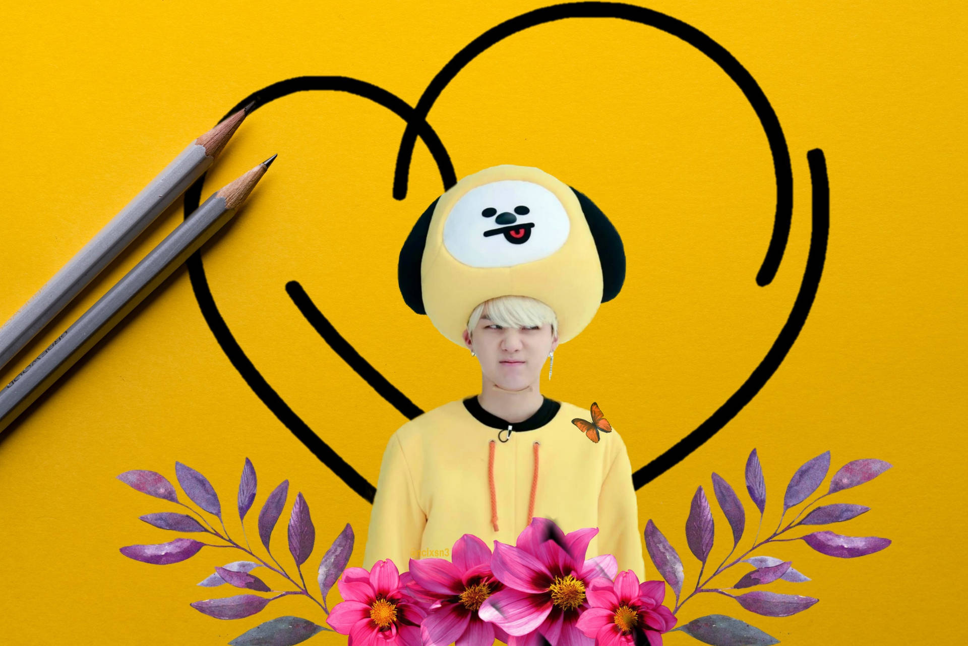 BTS Suga Cute Yellow Costume Wallpaper