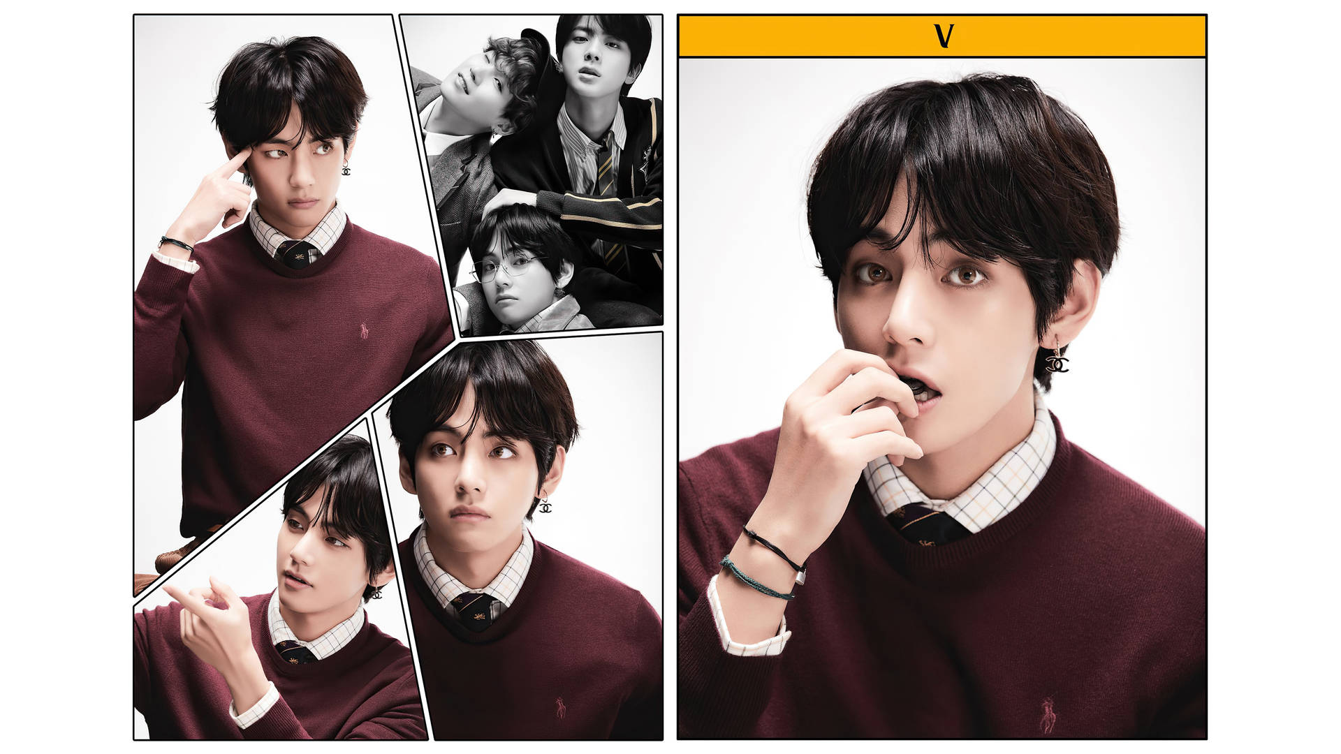 Btstae Hyung Roter Pullover Collage Wallpaper