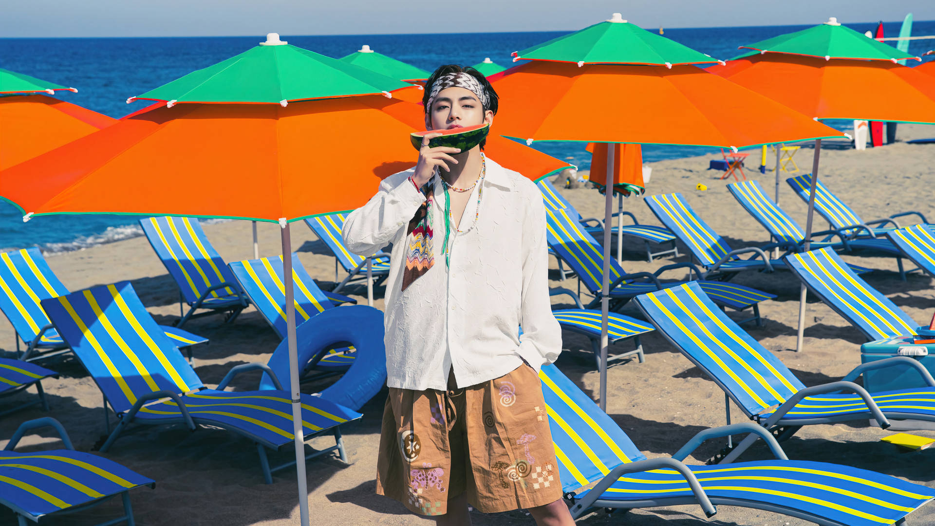 BTS Taehyung On The Beach Wallpaper