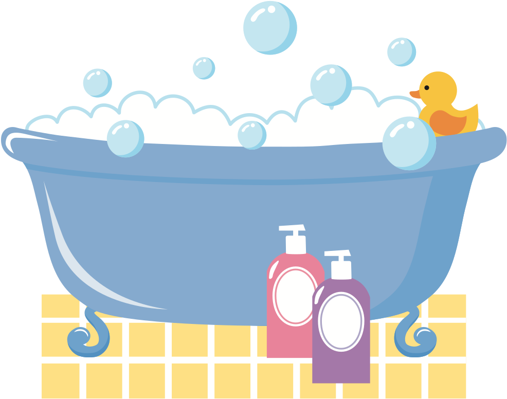 Bubble Bathand Rubber Duck Illustration PNG