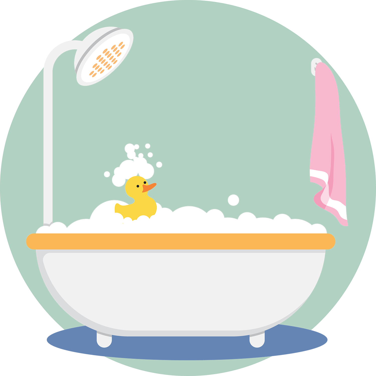 Bubble Bathwith Rubber Duck Illustration PNG