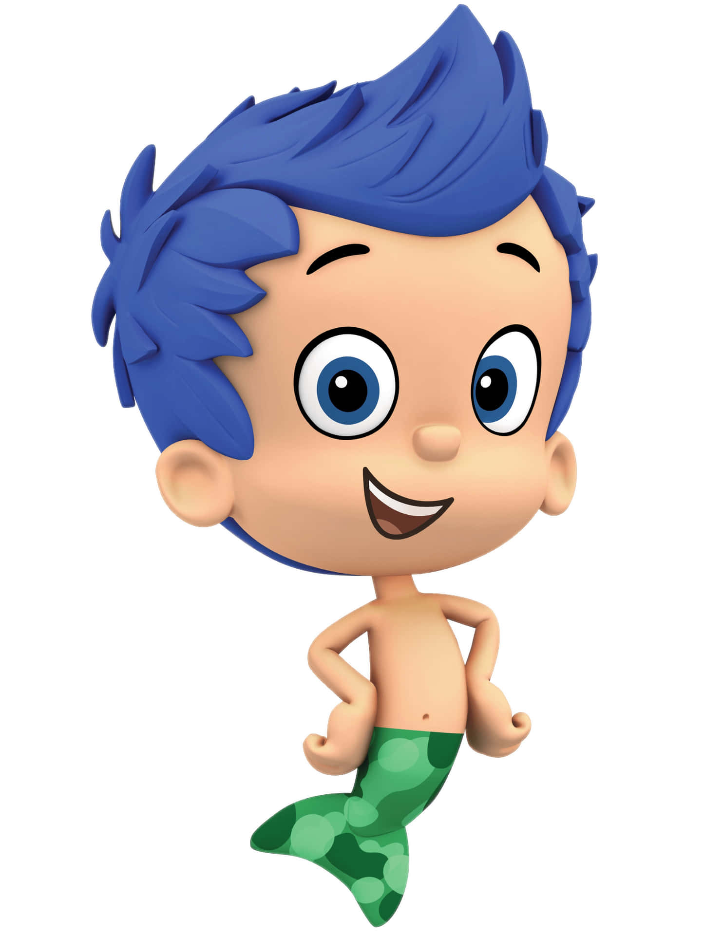 Einecartoon-figur Mit Blauen Haaren Und Blauen Augen