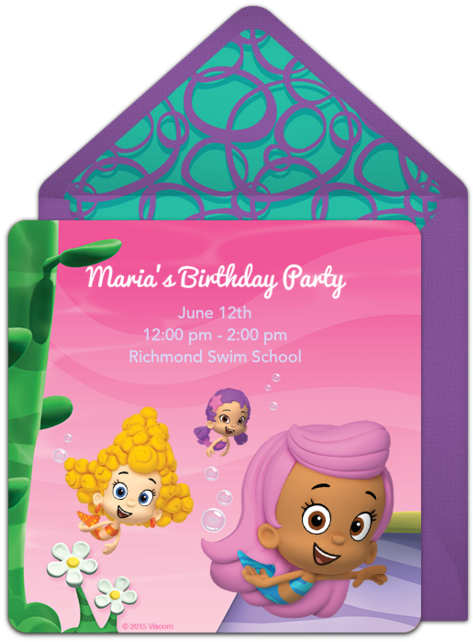 Bubble Guppies Birthday Invitation Template PNG