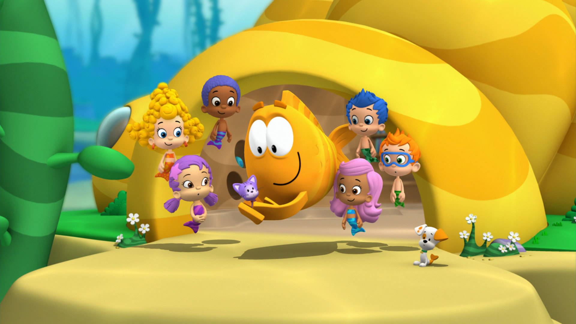 Bubble Guppies Characters Meets Bubble Kitty Background