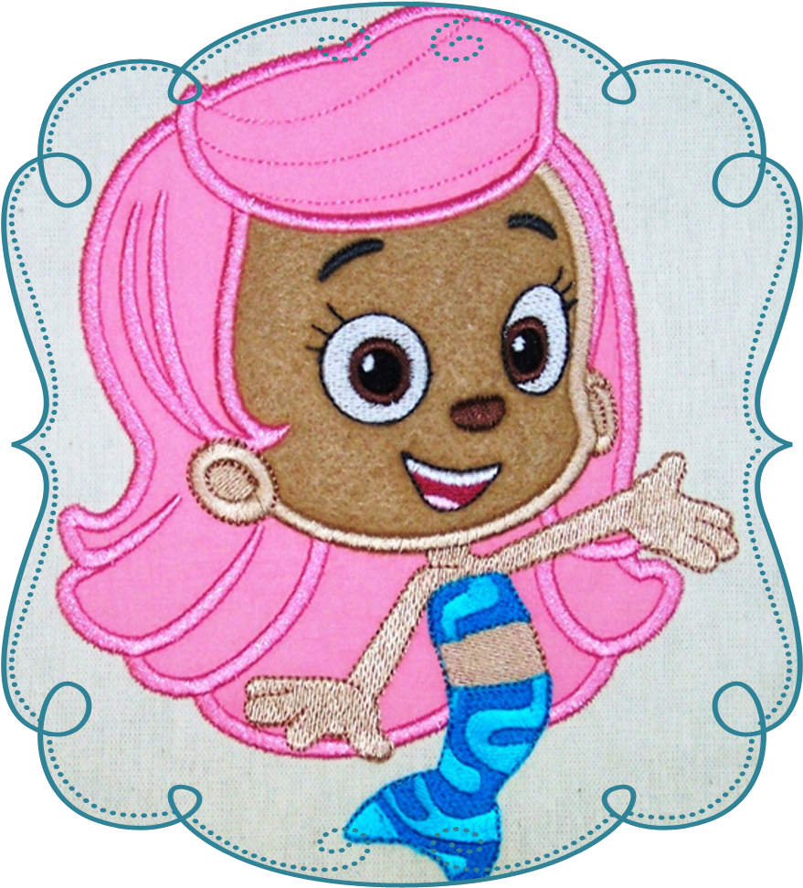Bubble Guppies Embroidered Character Patch PNG