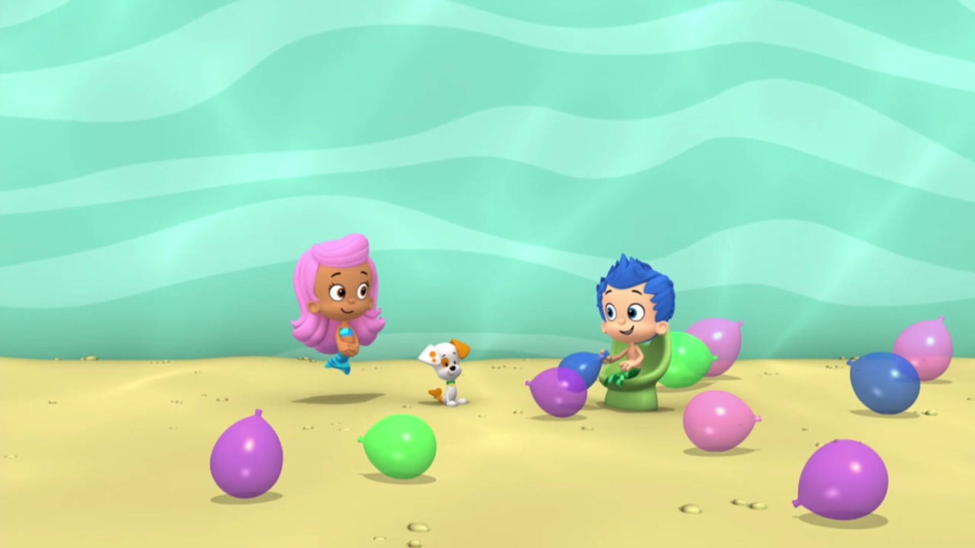 Bubble Guppies Molly Gill Blowing Balloons Background