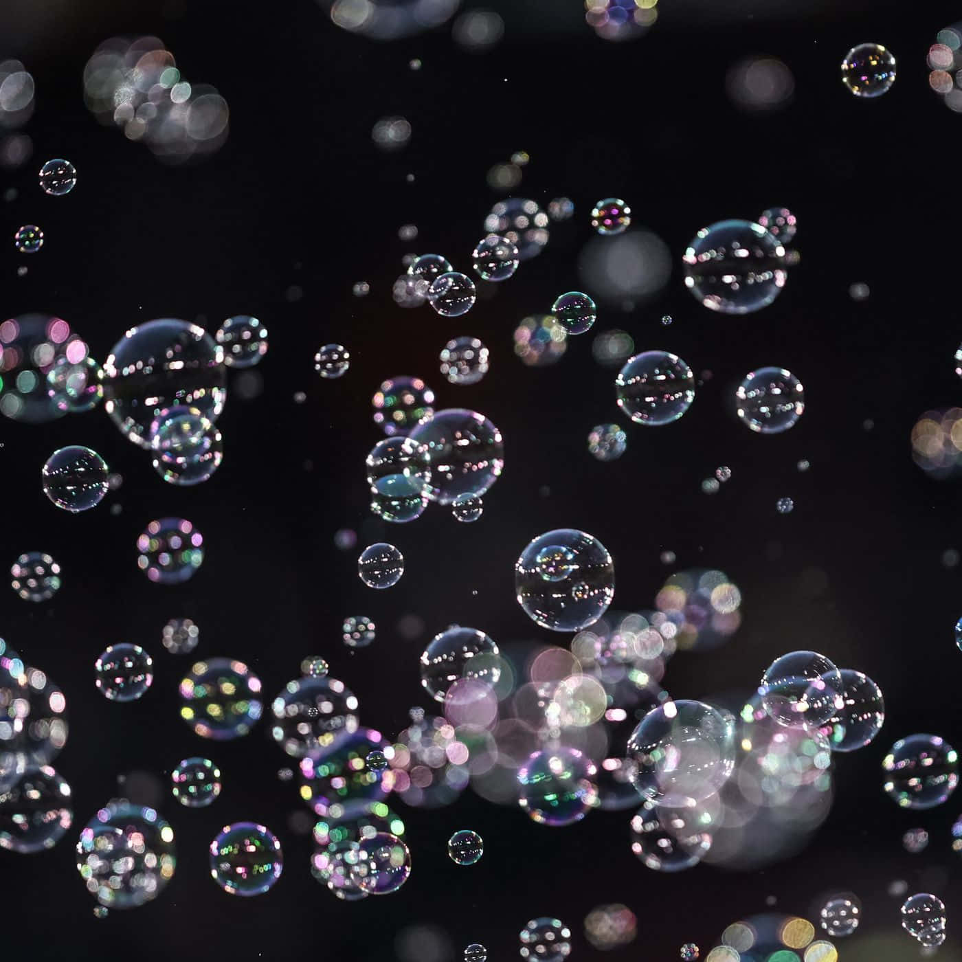 Colorful Bubbles Glowing in the Dark
