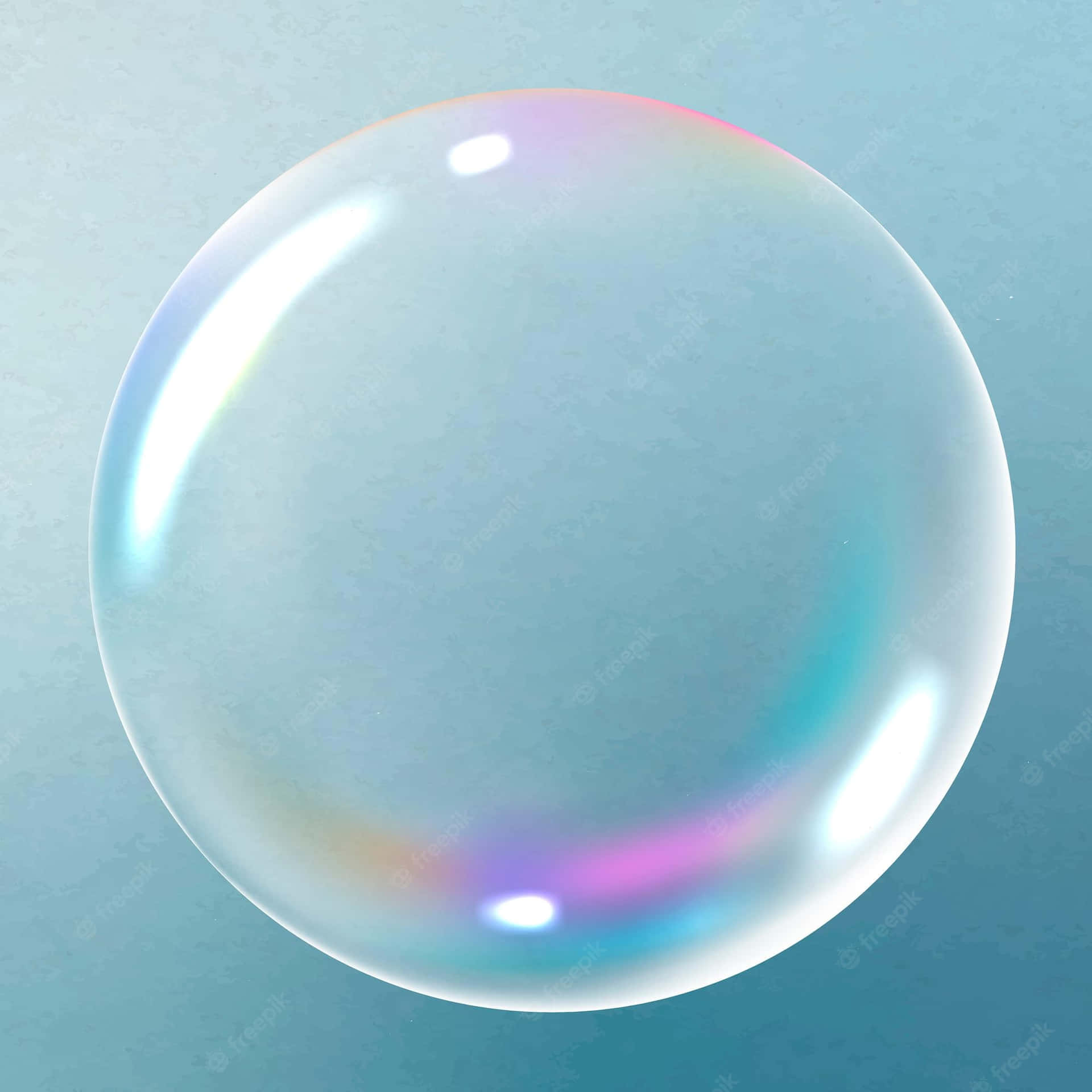 A Transparent Soap Bubble On A Blue Background
