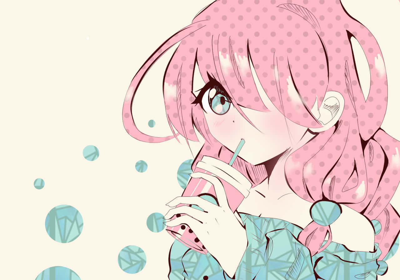Goditiil Tuo Bubble Tea Anime Preferito Con Gli Amici. Sfondo