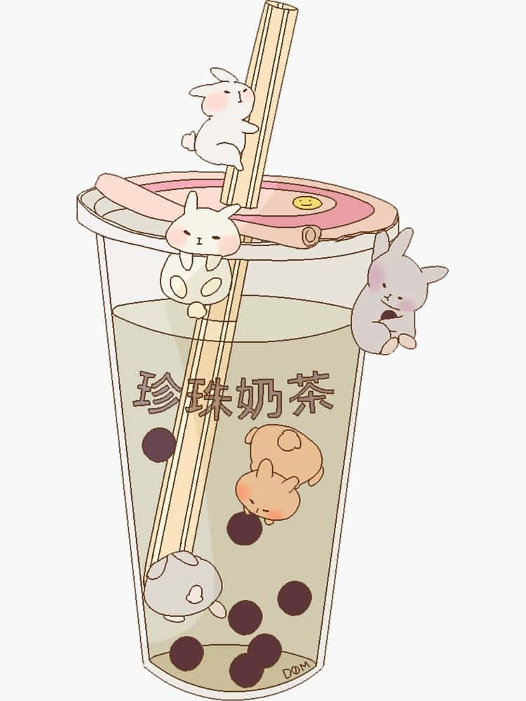 ¡disfrutade Una Refrescante Taza De Bubble Tea Con Tu Personaje De Anime Favorito! Fondo de pantalla