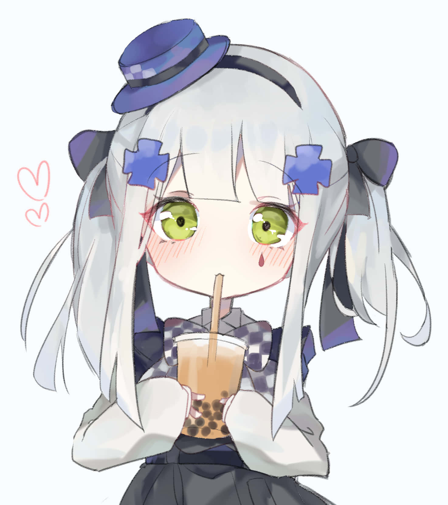 Image  “Enjoying bubble tea with anime friends - a perfect summer day.” Wallpaper