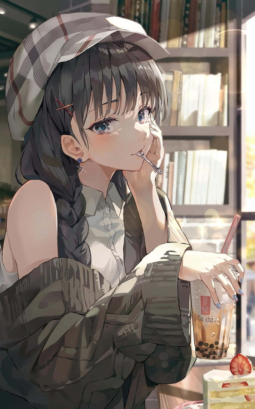 Enjoy a refreshing bubble tea themed anime Wallpaper