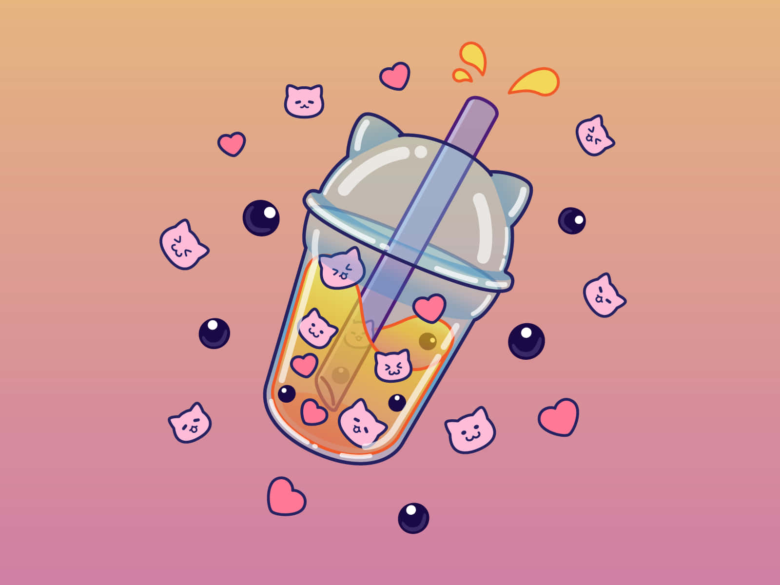 Get refreshed with a delicious Bubble Tea Anime. Wallpaper