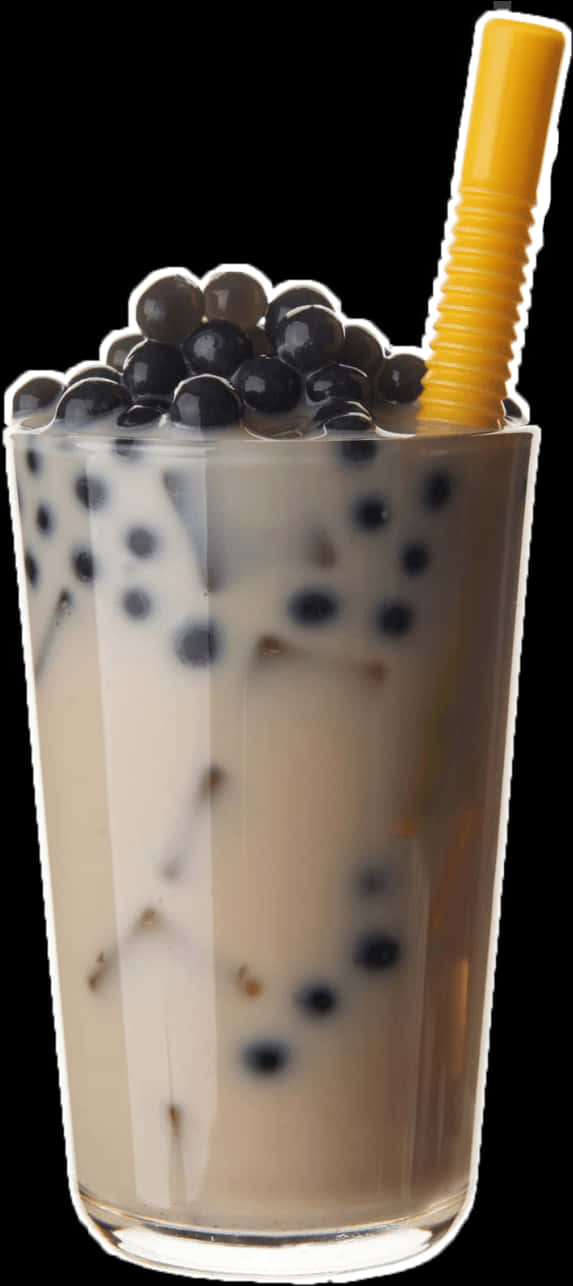 Bubble Teawith Tapioca Pearlsand Straw.jpg PNG