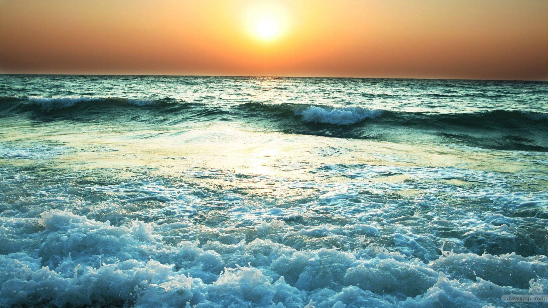 Bubble Waves Ocean Sunset Wallpaper